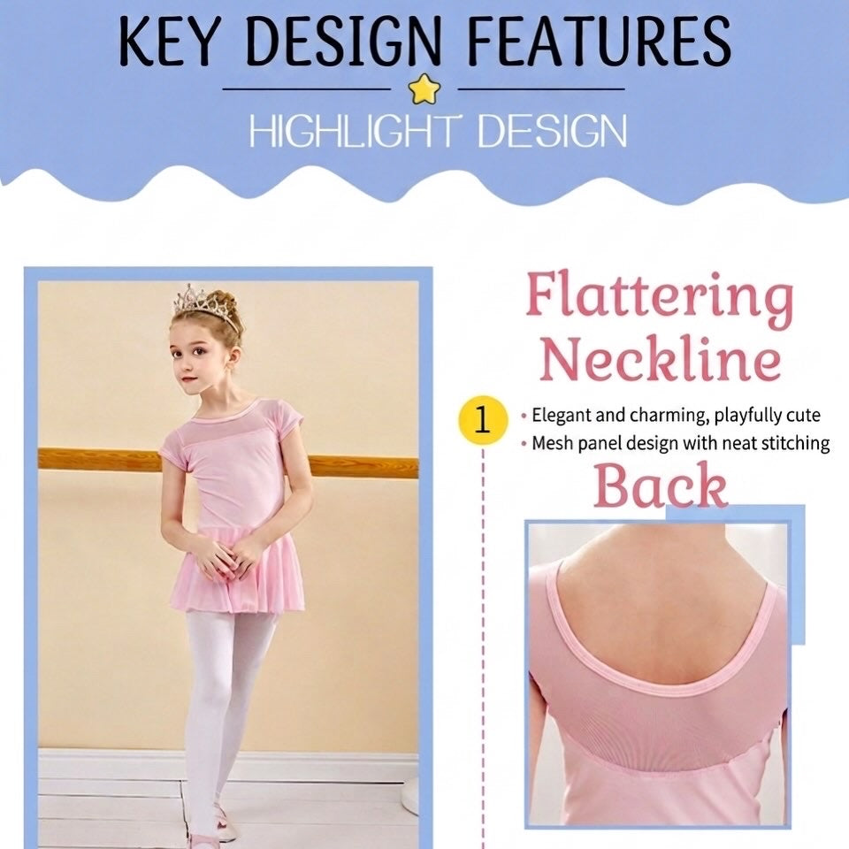 Mesh sleeves cotton  Ballet leotard