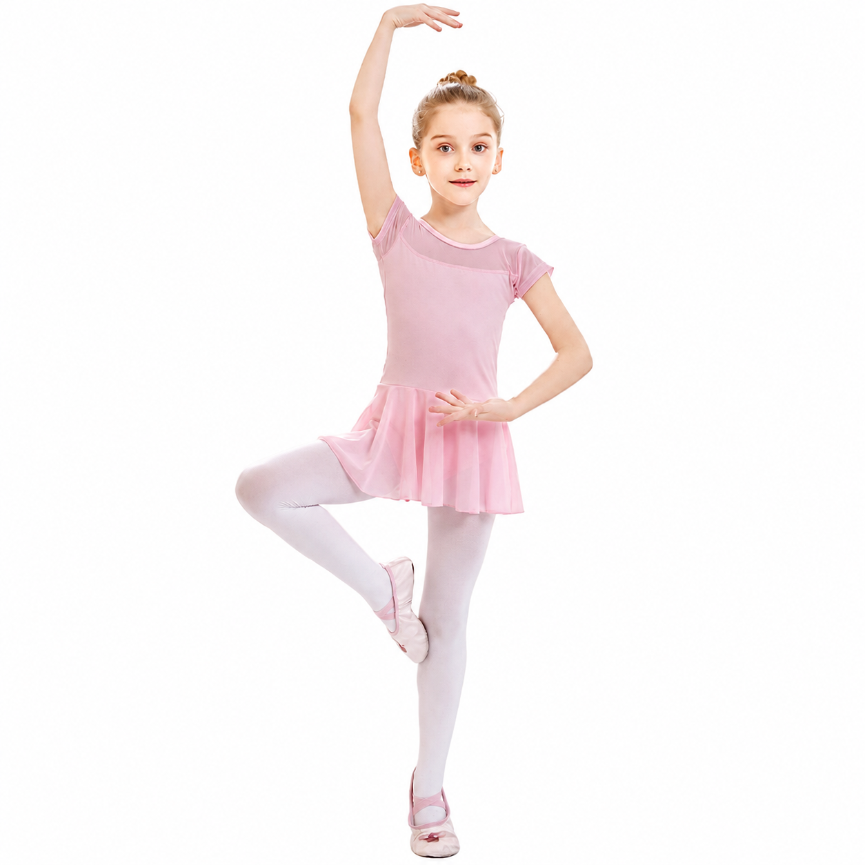 Mesh sleeves cotton  Ballet leotard
