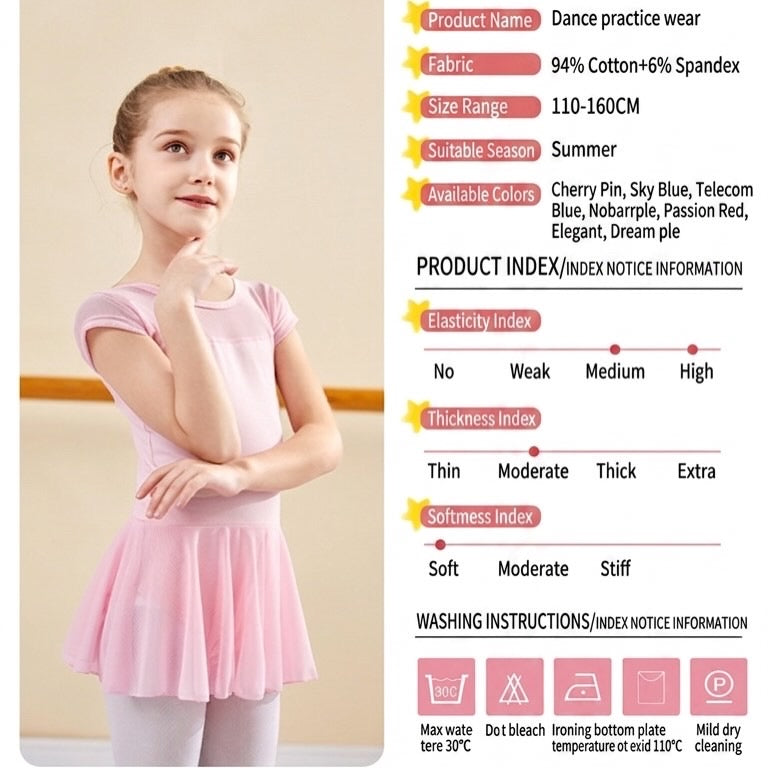 Mesh sleeves cotton  Ballet leotard