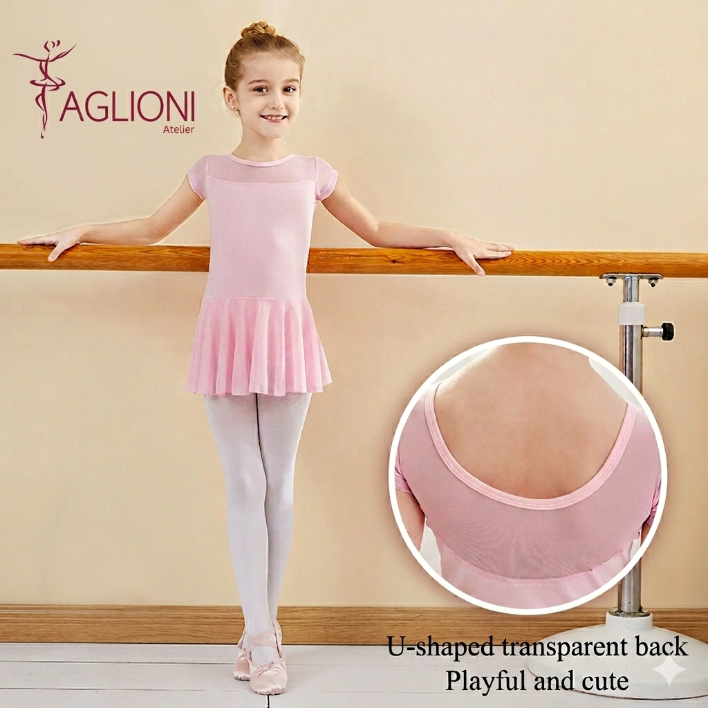 Mesh sleeves cotton  Ballet leotard