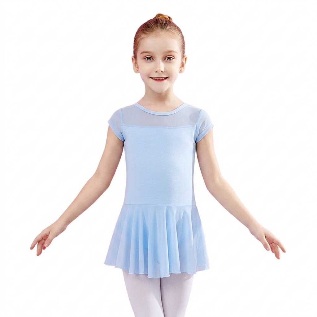 Mesh sleeves cotton  Ballet leotard