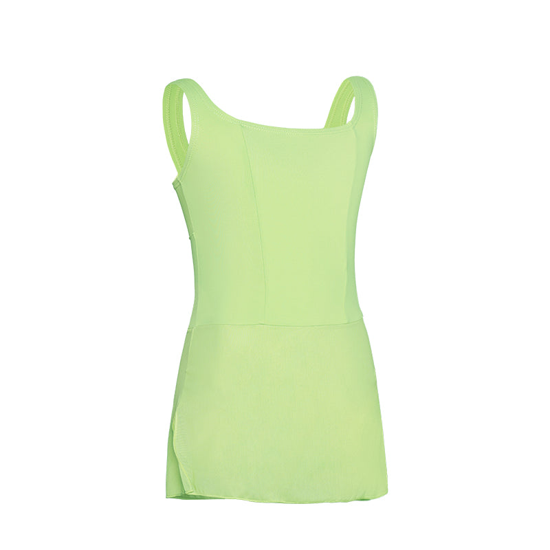 Girls Dance Skirted Leotards Children Wide Shoulder Square Neck Sleeveless Ballet Dress