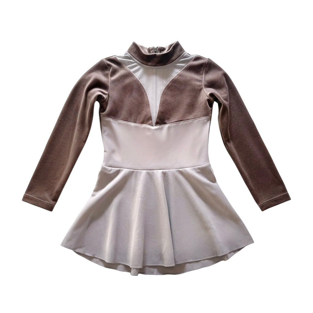 Velvet Full sleeve Leotard with Skirt