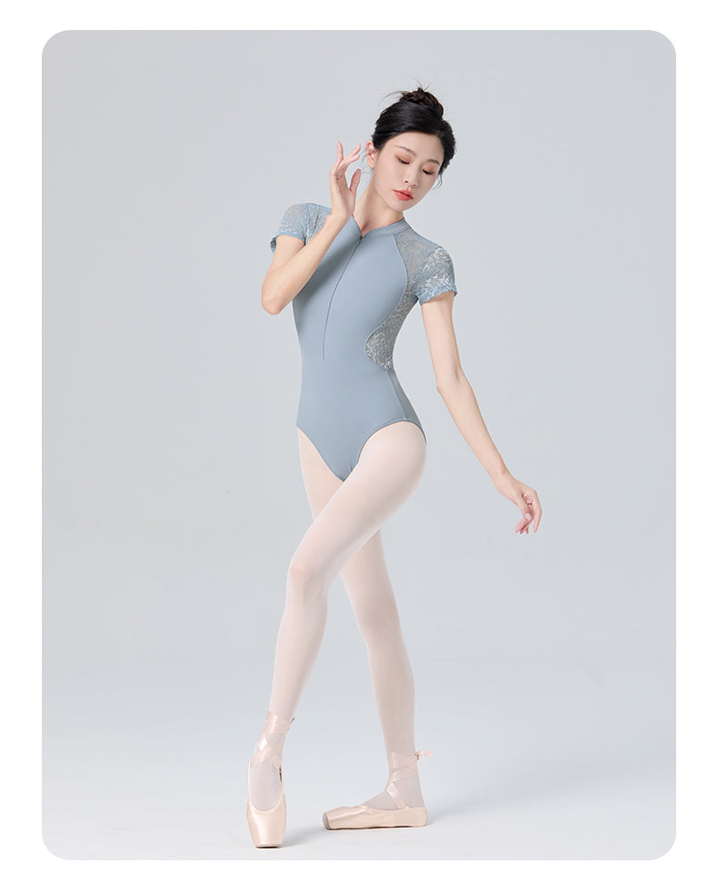 Women’s Training Dance Leotard – Short Sleeve Lace Bodysuit