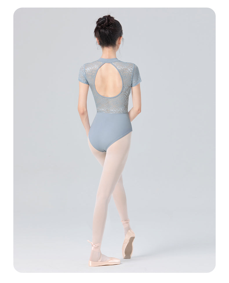 Women’s Training Dance Leotard – Short Sleeve Lace Bodysuit
